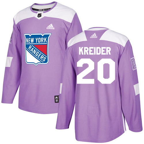 Adidas Rangers #20 Chris Kreider Purple Authentic Fights Cancer Stitched Youth NHL Jersey